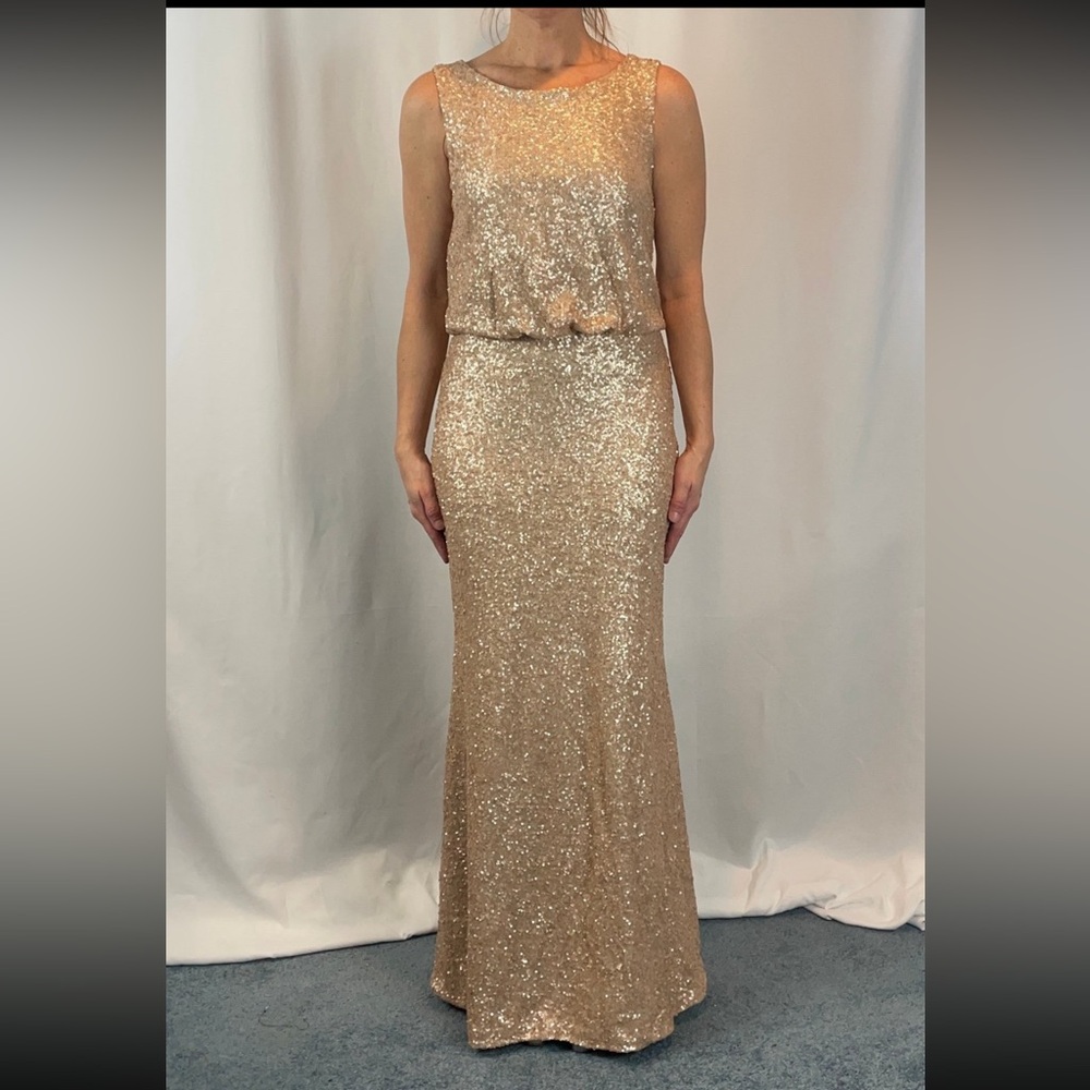 Sorella Vita - Gold Sequin Drape Front Formal Gown. Size 10